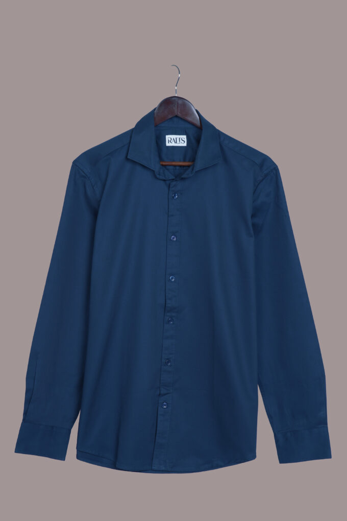 Premium Solid  Peacock Blue Shirt - Image 2