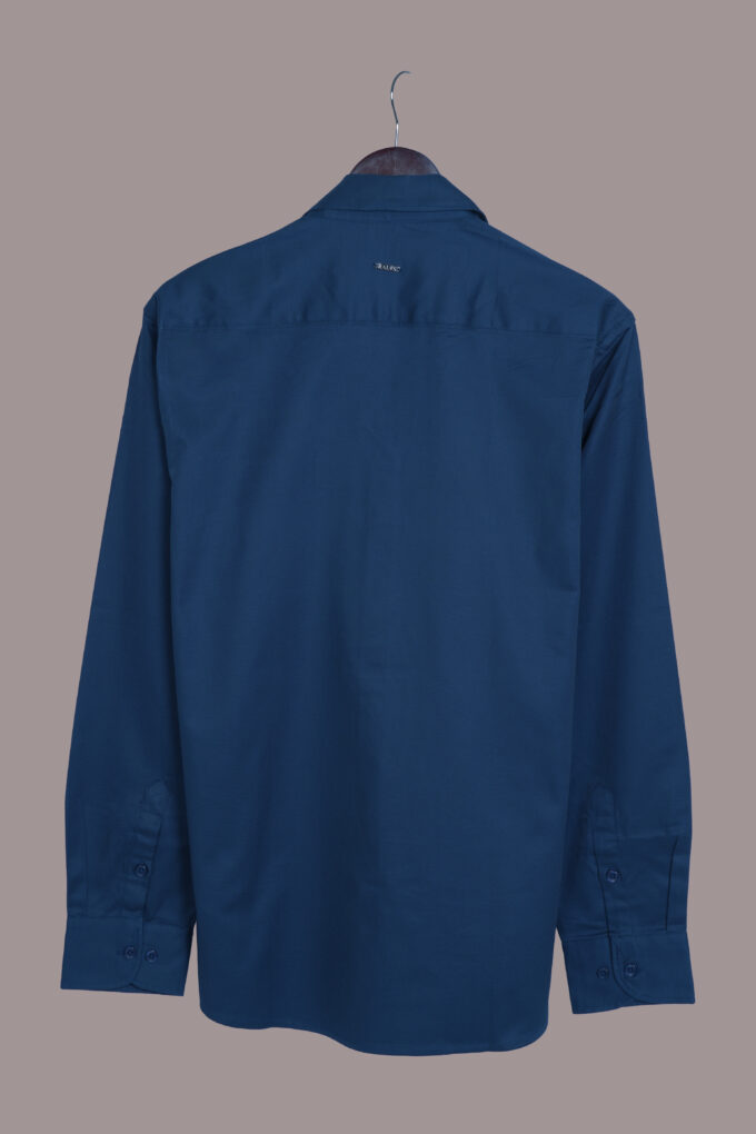 Premium Solid  Peacock Blue Shirt - Image 4