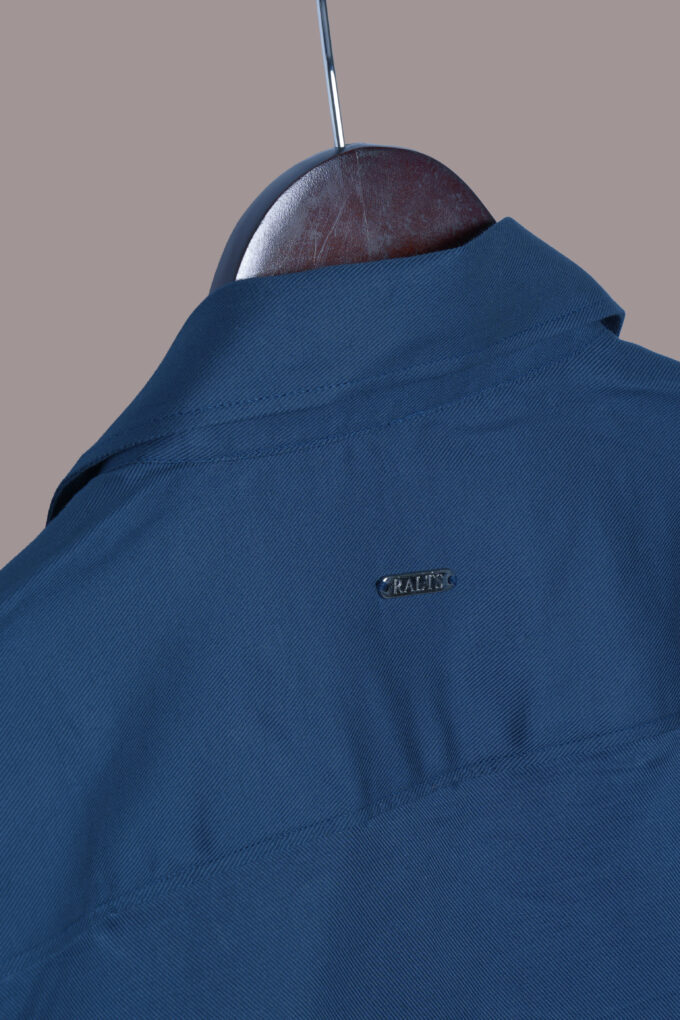 Premium Solid  Peacock Blue Shirt - Image 3